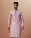 Pink Paisley Self Design Kurta Pajama image number 1
